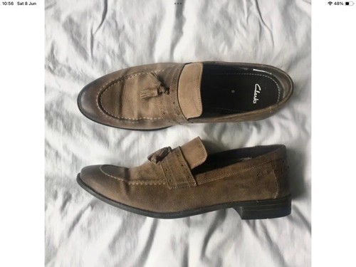 Mocassini da uomo marroni con nappe Clarks: taglia 9 UK