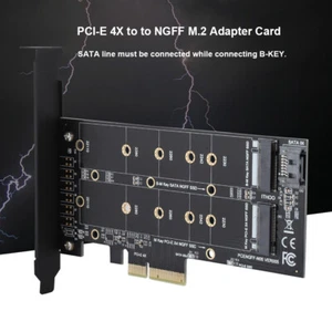 PCI-E 4X to M.2 NVMe SSD NGFF Adapter Card B-key+M-key Expansion Dual Interface - Photo 1/11