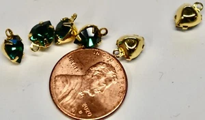 VINTAGE FACETED GLASS HEARTS BEAD PENDANTS CHARMS 6mm PINK, RED, CRYSTAL,GREEN - Picture 1 of 5