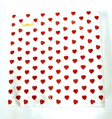 НОВЫЙ ПРАЗДНИК ПК 3-СЛОЙНЫЙ БЕЛЫЙ, КРАСНЫЙ МАЛЕНЬКИЕ СЕРДЦА БУМАГИ ОБЕД САЛФЕТКА-ГЕРМАНИЯ - Изображение 1 из 2
