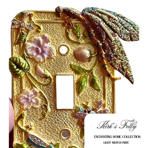 Kirk’s Folly Dragonfly Light Switch Plate - Enchanted Garden Glitter Fairycore - Picture 1 of 12