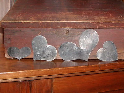 Primitive Early 18th ~ 19th C. Style 4 Tin Hearts ~ Quilting Template Patterns - Image 1 of 4