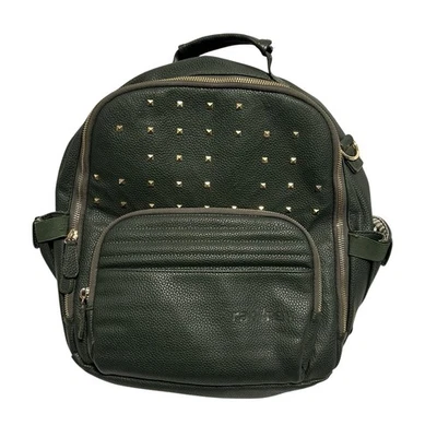 Mochila de couro sintético Rad/Rev verde oliva cravejada – Bolsa de fraldas conversível - Imagem 1 de 4