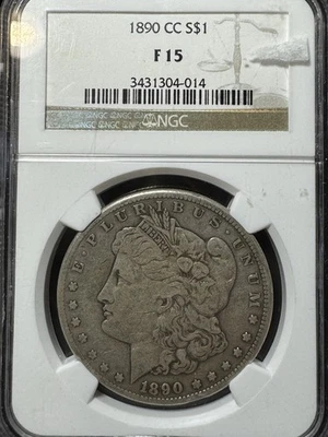 1890-CC Morgan Silver Dollar NGC F15  - Image 1 of 3