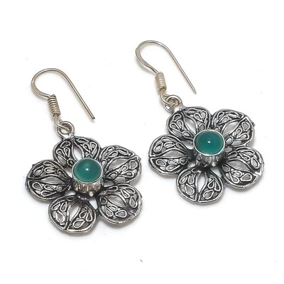 Orecchini gioielli pendenti goccia regalo pietra preziosa forma rotonda onice... - Immagine 1 di 4