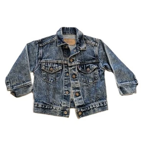 Vintage Levi's Kids Acid Wash Orange Tab Denim Jean Jacket size 4 - Picture 1 of 5