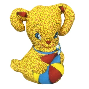 Vtg 1960-70s HONEY THE BUNNY w/Beach ball Hand Sewn Yellow Floral Plush Toy 14" - Picture 1 of 9
