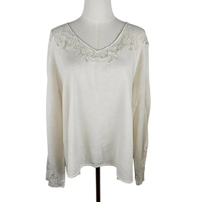 NEW! Evan-Picone Sweater Womans Size 3X Lace Trim Professional Feminine - Image 1 of 4