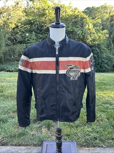 Chaqueta de montar Harley Davidson para mujer de nailon resistente a la intemperie ribete de cuero talla L - Imagen 1 de 22