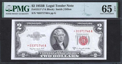 1953-B $2 RED SEAL ** STAR NOTE ** FR 1511* ~ SUPERB PMG GEM UNCIRCULATED 65 EPQ - Image 1 of 2