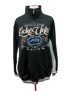 Y2K Ecko Unltd Mens Black Full Zip Jacket Graphic Print Size L - Picture 1 of 7