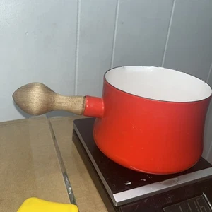 Vintage Dansk kleiner roter Kobenstyle Emaillegeschirr Butterwärmer Kochtopf Teak Griff - Bild 1 von 6