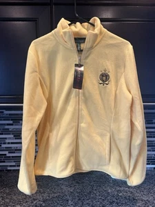 Lauren Ralph Lauren Yellow Fleece Full Zip Sz XL Crest Logo Embroidered New NWT - Picture 1 of 7