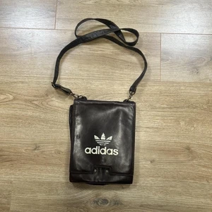 Vintage 1970s Brown Adidas Leather Crossbody Messenger Bag - Made In W Germany - Picture 1 of 5