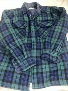 Vintage Briggs misto lana plaid flanella shacket taglia media unisex verde navy - Foto 1 di 5