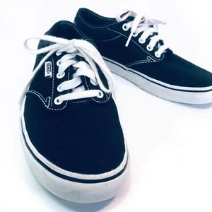 VANS Atwood Women’s Black White Canvas Low Top Lace Skate Sneaker Shoes Size 9.5 - Picture 1 of 11