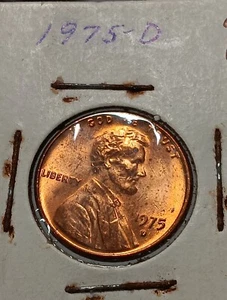 1975-D  Lincoln Memorial Cent - Red Bu Choice   J/935 - Picture 1 of 2