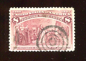 US-BRIEFMARKE SC326 8 CENT 1893 KOLUMBIANISCHE AUSGABE MAGENTA (B957) GEBRAUCHT - Bild 1 von 2