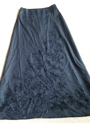 NUEVO CON ETIQUETAS Talbots $199 Falda Larga de Anfitriona Lana Negra CUENTAS VÍSPERA DE AÑO NUEVO Talla 6 Foto 1 de 4