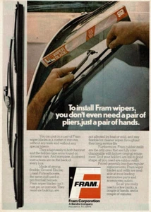 1977 Vintage Print Ad To Install Fram Wipers you don't need a pair pliers hands - Picture 1 of 2