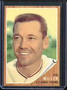 1962 Topps Baseball # 155 Stu Miller (Green Tint) Excellent to Mint - Picture 1 of 2