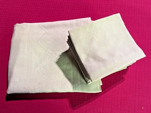 Service de table ancien coton damassé nappe 220 cm x 150 cm + 12 serviettes T180 - Picture 1 of 14