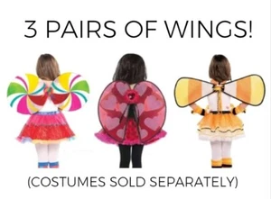 x3 Kinder Feenflügel Halloween Kostüm Engelsflügel Schmetterling Lutscher Zuckermais - Bild 1 von 13