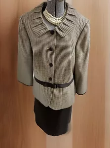 NEW Tahari ASL Skirt Suit Size 16W Two Piece Set Houndstooth Feminine Rounded - Picture 1 of 24