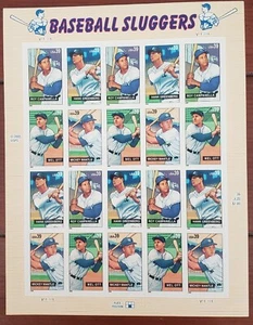 MLB Baseball Sluggers Stamp Plate Of 20 Stamps - Bild 1 von 2