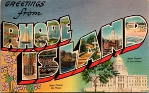 Cartolina Grande Lettera Saluti dal Rhode Island, RI - Foto 1 di 2