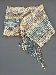 Elizabeth Marsh - Handwoven Cowl Neck - Blue / Silver Pattern - Picture 1 of 10