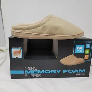 Mens memory foam clog slippers house shoe slip on Brown faux suede M 7/8 NEW box - Bild 1 von 10