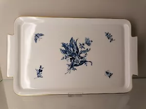 Meissen großes Tablett blaue Blume Insekten Goldrand 1. Wahl 38cm - Bild 1 von 12