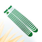 St. Patricks Day Striped Knee High Socks - Shamrock Knitted Stockings for Party