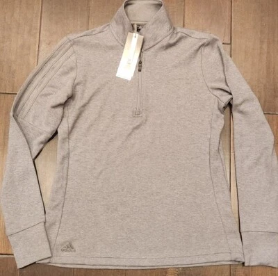 Women's Adidas A555 Three Stripes 1/4 Zip Gray Sweater Sweatshirt - Sz Small - Image 1 of 4