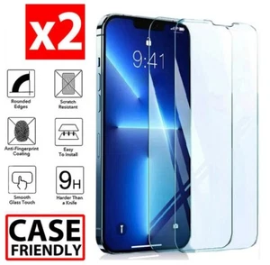 2x Tempered Glass Screen Protector For iPhone 16 15 14 13 12 11 Pro Max XR Plus - Picture 1 of 12
