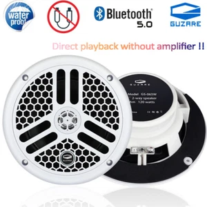 Marine Bluetooth Speakers Boat Auto Cars Audio Waterproof 6.5" 240W Bass Tweeter - Picture 1 of 15
