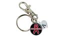 Custom Sickle Cell Anemia Awareness Red Ribbon Silver Key Chain Initial Charms