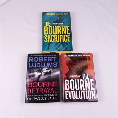 Lot 3 Robert Ludlums Jason Bourne Series HC Books Sacrifice Evolution Betrayal - Image 1 of 4