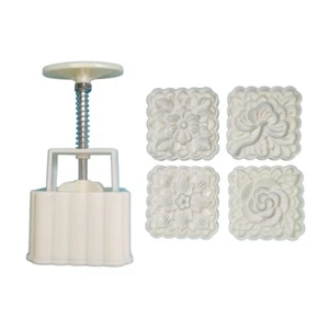 Mooncake Stamps Flowers Shaped Moon Cake Mold Set Festival DIY Hand Press Gadget - Picture 1 of 5
