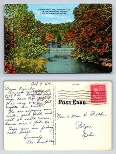 Lindenlure Lake Missouri Vintage Postkarte schöne Ozarks Herbstszene - Bild 1 von 1