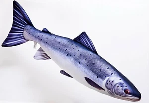 Coussin A en Forme De Poisson Salmone 82cm Réaliste Idée Cadeau Pêche Pêcheur - Photo 1/1
