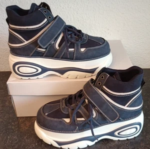PLATEAUSCHUHE blau weiß Gr. 40 Damen ZUM SCHNÜREN + KLETTBAND Wolkensohle - Bild 1 von 9