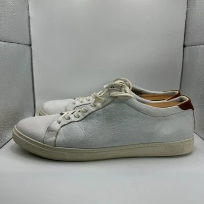 Tenis Allen Edmonds Courtside para hombre talla 14 E cuero blanco con cordones cómodos Foto 1 de 4