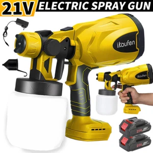 2*Akku Farbsprühsystem Wandfarbe Farbsprühgerät Sprühpistole +800ml Farbbehälter - Bild 1 von 14