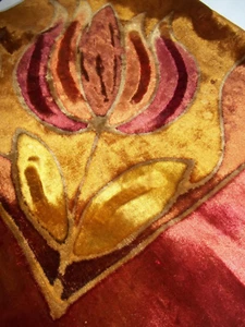 Antiguo Mantel Terciopelo Diseño Victoriano Tinte Floral Tulipanes Flecos 40x42" - Imagen 1 de 14