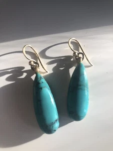signed Barse Thailand teardrop dangling turquoise hook earrings 1.25” - Picture 1 of 5