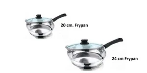 VINOD Stainless Steel Induction Frypan Vented Glass Lid Saucepan Saute - Picture 1 of 4