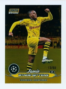 2023-24 Jamie Bynoe-Gittens Topps Stadium Club Chrome Gold Refractor Card 13/50 - Picture 1 of 3