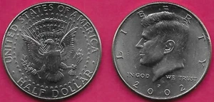 USA 50 CENTS (1/2 DOLLAR) 2002-P UNC JOHN FITZGERALD KENNEDY FACING LEFT AND THE - Picture 1 of 1